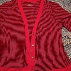 Red/Navy J. Crew perfect fit cardi